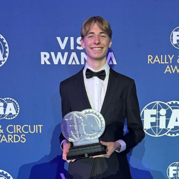 F4 CEZ Champion Oscar Wurz takes the stage at FIA Awards in Rwanda