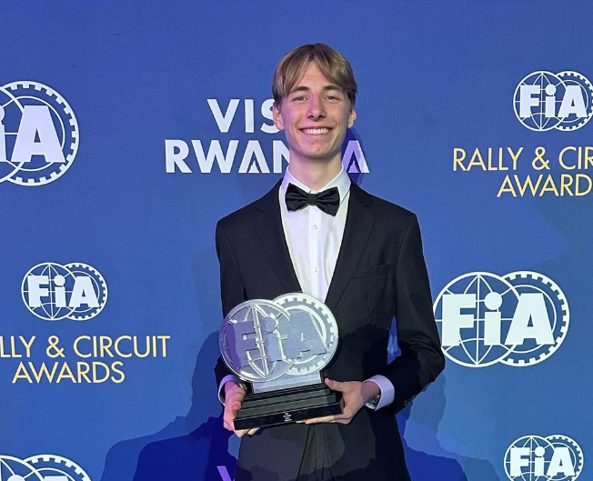 F4 CEZ Champion Oscar Wurz takes the stage at FIA Awards in Rwanda